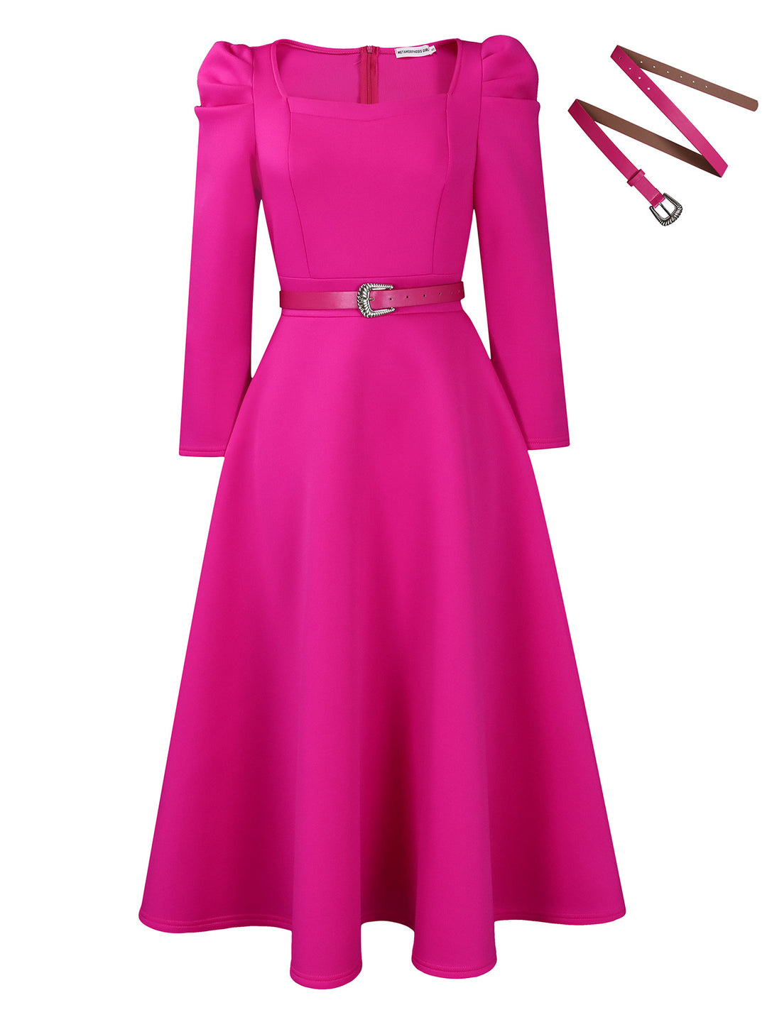 Damen Maxikleid mit elegantem Square-Ausschnitt und strukturierter Taillierung Drune