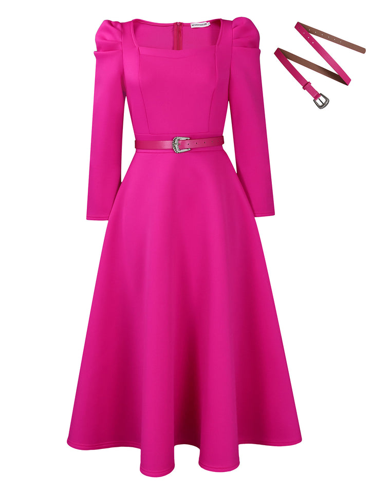 Damen Maxikleid mit elegantem Square-Ausschnitt und strukturierter Taillierung Drune