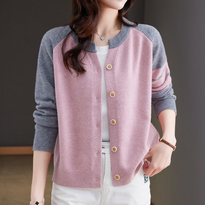 Damen Cardigan mit Farbkontrasten und Knopfdetails Drune