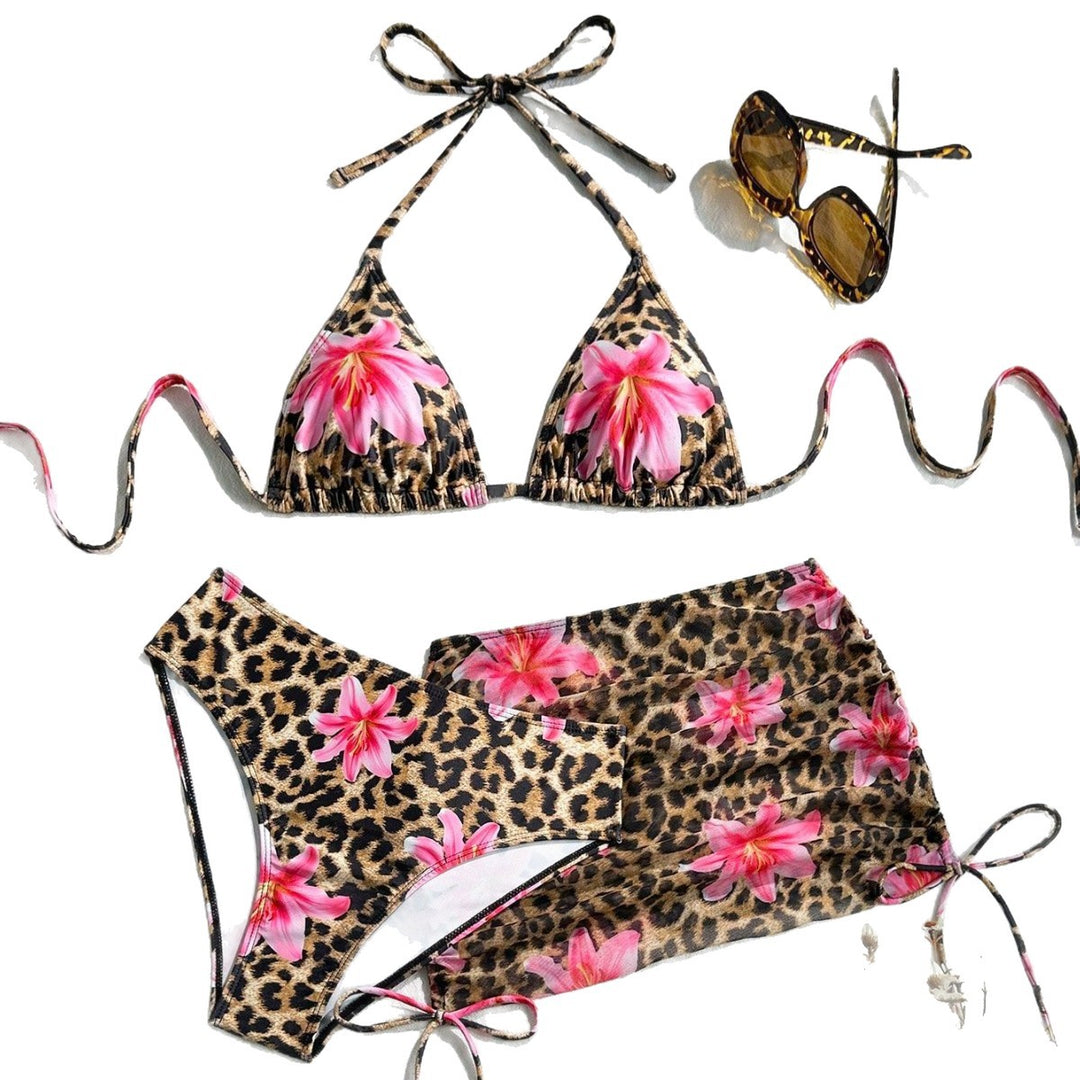 Damen Triangel-Bikini mit transparentem Wickelrock Drune