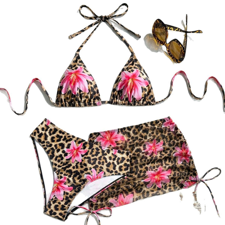 Damen Triangel-Bikini mit transparentem Wickelrock Drune