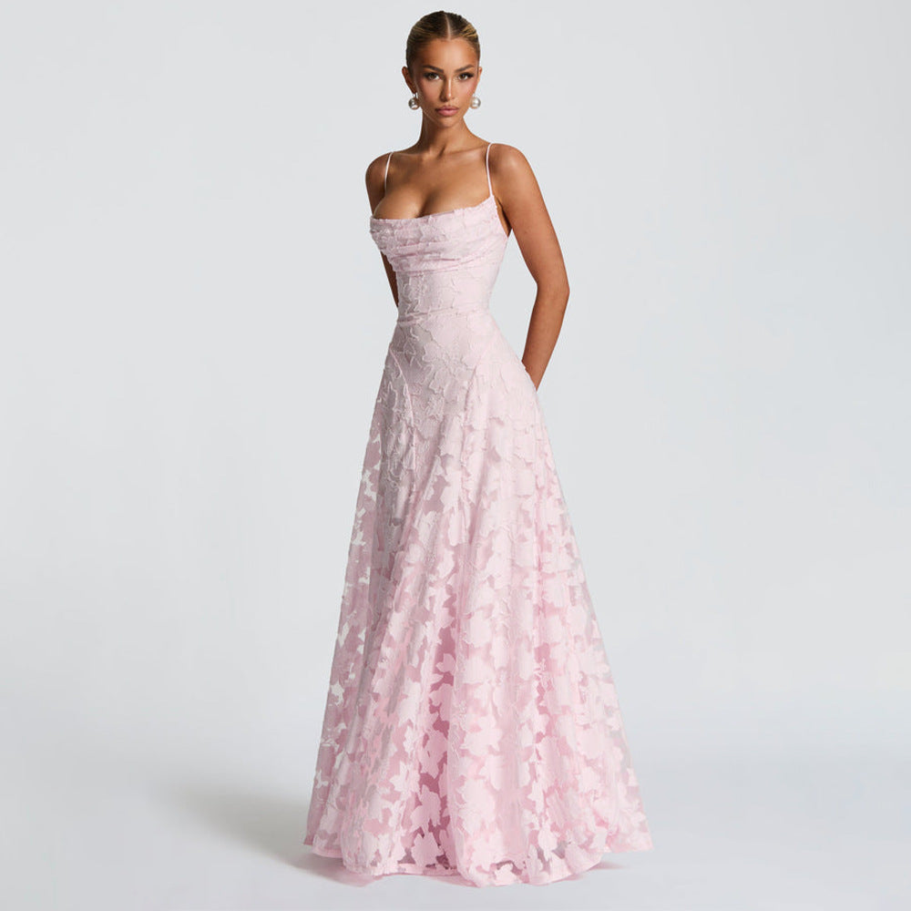 Damen elegantes Abendkleid mit Wasserfallausschnitt