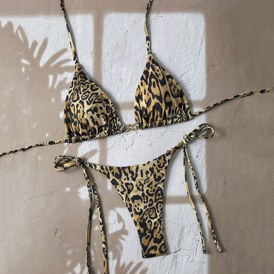 Damen Triangel-Bikini mit aufregendem Leopardenmuster Drune