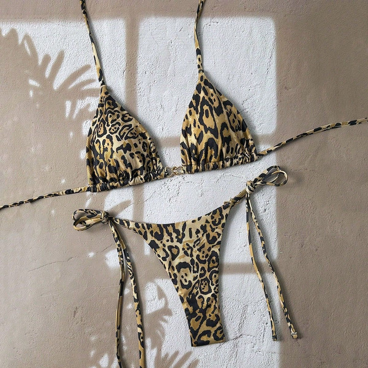 Damen Triangel-Bikini mit aufregendem Leopardenmuster Drune