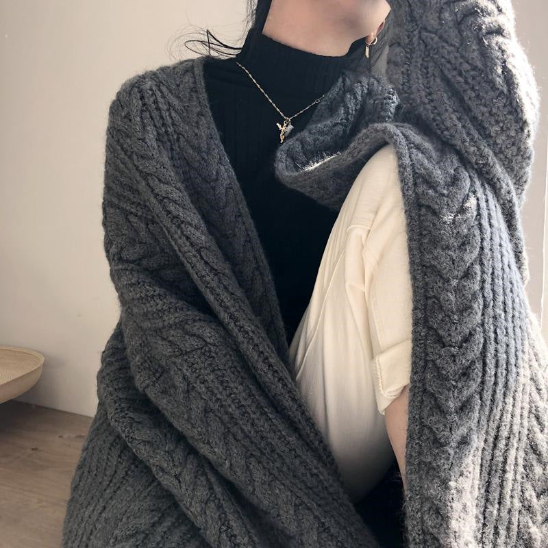 Damen Grobstrick Cardigan mit zipfähnlichem Design und komfortabler Passform Drune