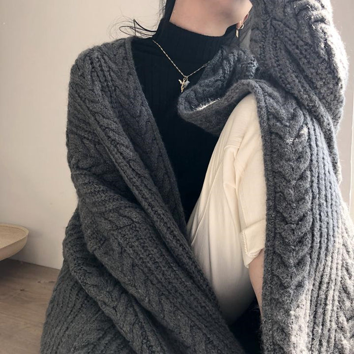 Damen Grobstrick Cardigan mit zipfähnlichem Design und komfortabler Passform Drune