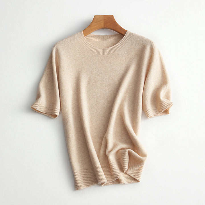 Damen Kurzarm Cashmere-Mix Pullover Drune