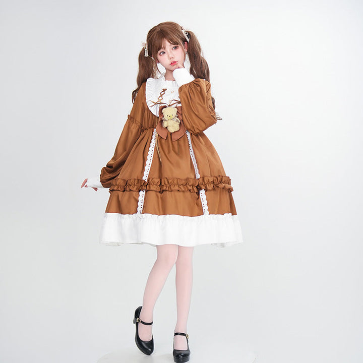 Damen Verspieltes Kostümkleid mit Rüschen und Teddybär-Motiv Drune