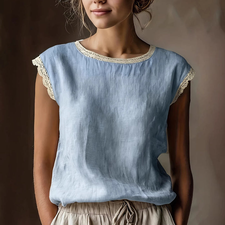 Damen Bluse mit Spitzenakzenten und lässigem Schnitt Drune