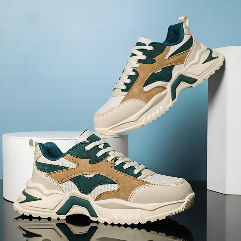 Herren Chunky Retro-Sneaker mit Wellen-Overlay und robuster Profilsohle Drune