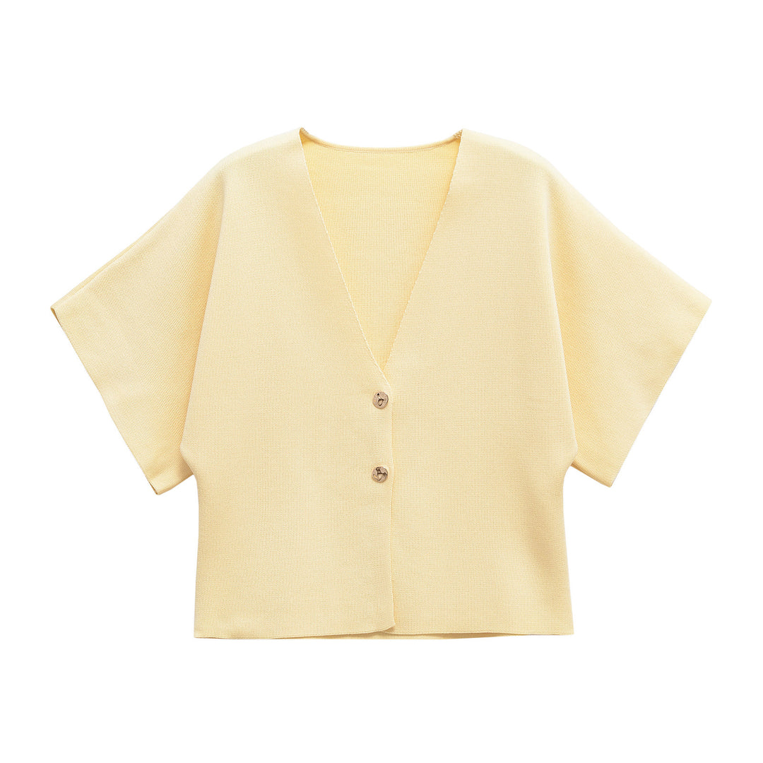 Damen leichte Strickjacke mit elegantem V-Ausschnitt und luxuriösen Knopfdetails Drune