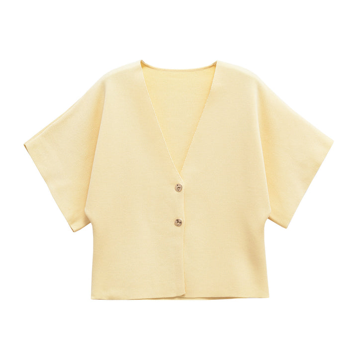 Damen leichte Strickjacke mit elegantem V-Ausschnitt und luxuriösen Knopfdetails Drune