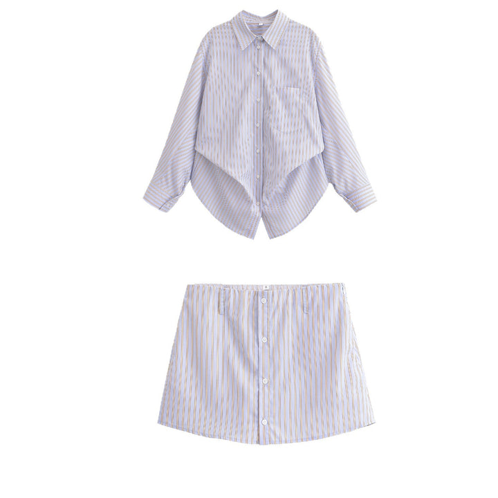 Damen Oversize-Hemdbluse mit feinen Längsstreifen, Brusttasche und abgerundetem Saum Drune