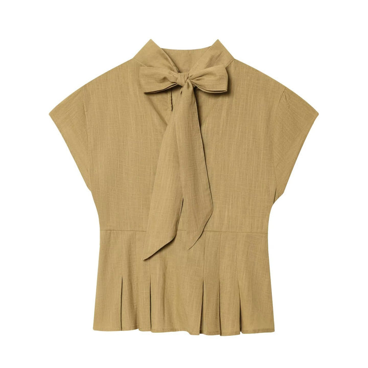 Damen modische Bluse mit asymmetrischem Schnitt und dekorativen Falten Drune