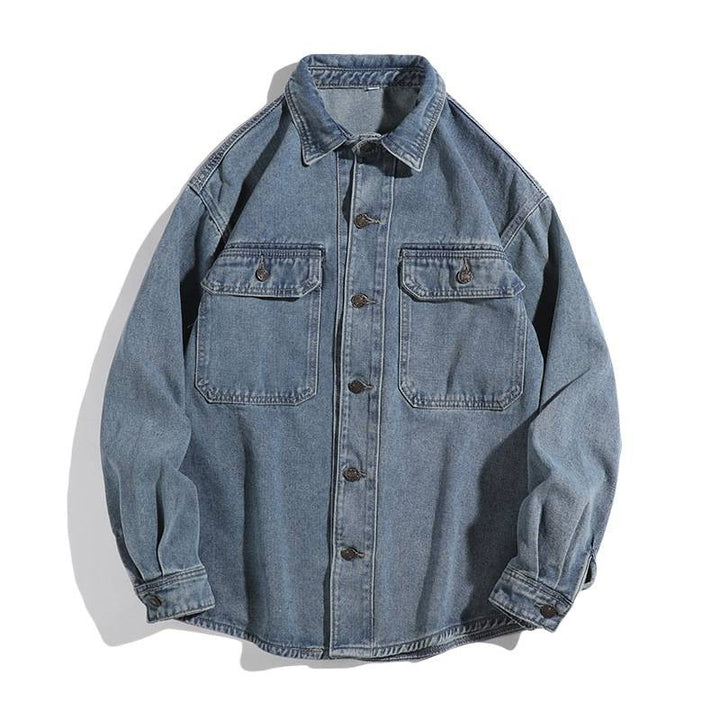 Herren Lässige Denim-Jacke mit Taschen Drune