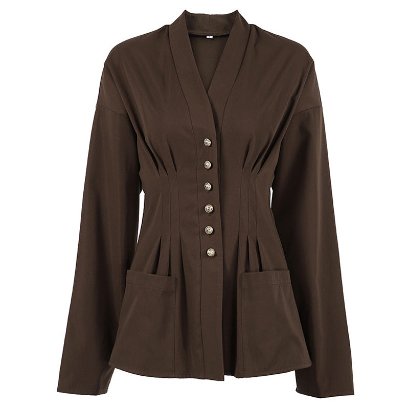 Damen taillierter Korsett-Blazer mit Zierknopfleiste Drune