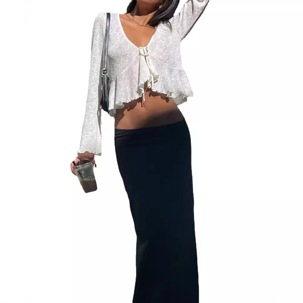 Damen Luftiges Crop-Top mit femininer Schnürung und lässigem Design Drune