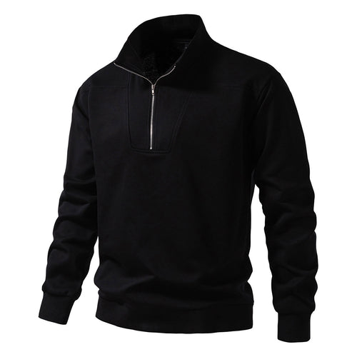 Herren Halbzip-Sweatshirt mit Stehkragen und gerippten Bündchen Drune