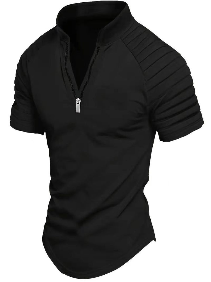 Herren sportliches Funktionsshirt mit halbem Reißverschluss und Rippdetails Drune