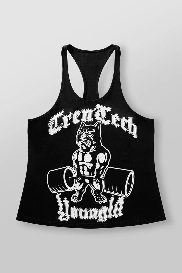 Herren nan figurbetontes Fitness-Tanktop mit Bulldoggen-Grafik und extra tiefen Armausschnitten Drune