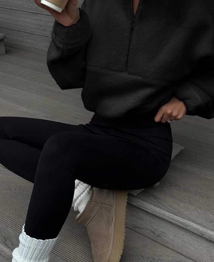 Drune | Sherpa Halb Reißverschluss Stehkragen Sweatshirt
