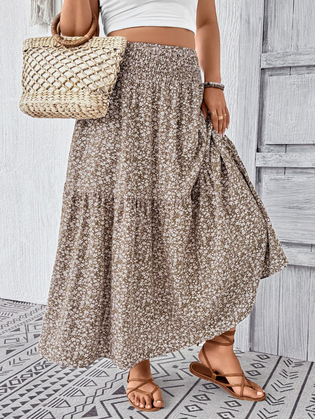 Damen Maxirock mit fließendem Schnitt und floralem Design Drune