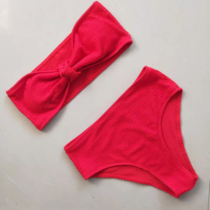 Damen Bikini-Set mit strukturierter Oberfläche und modischem Knoten Drune