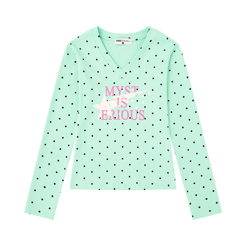 Damen Langarmshirt aus Baumwolljersey mit Pünktchenmuster und Statement-Sternprint Drune