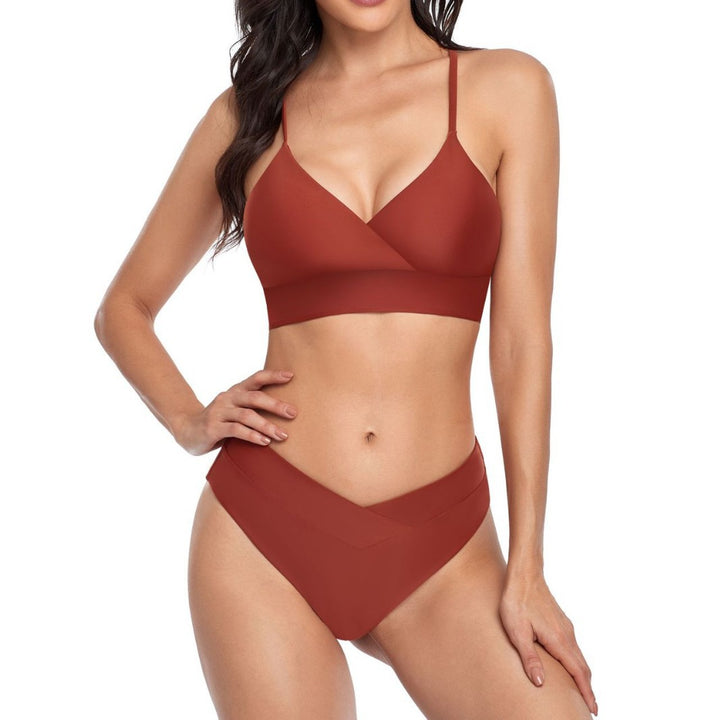 Damen Bikini-Set mit stilvollem Wickeloberteil und hoch geschnittenem Unterteil Drune