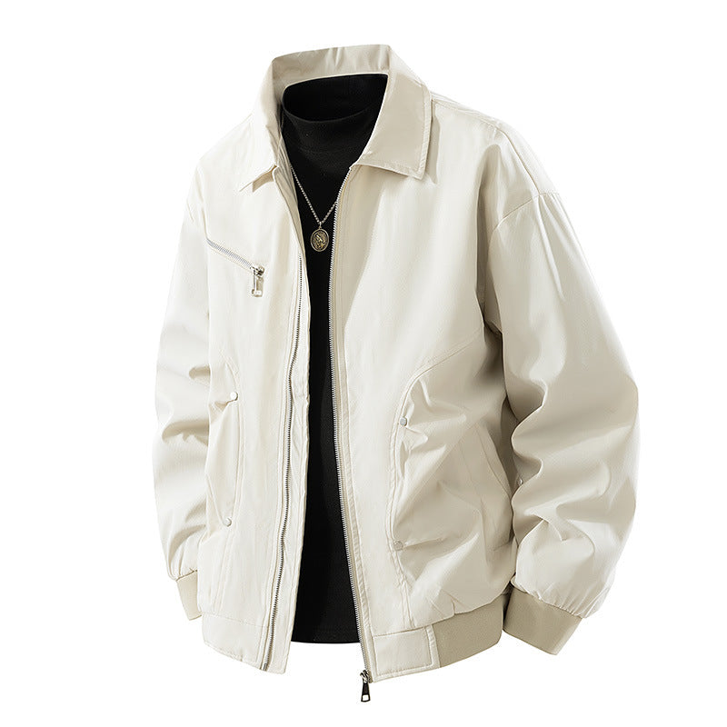 Herren Leichte Oversize-Bomberjacke aus winddichtem Nylon mit Reißverschluss, Brusttasche und Rippbündchen Drune