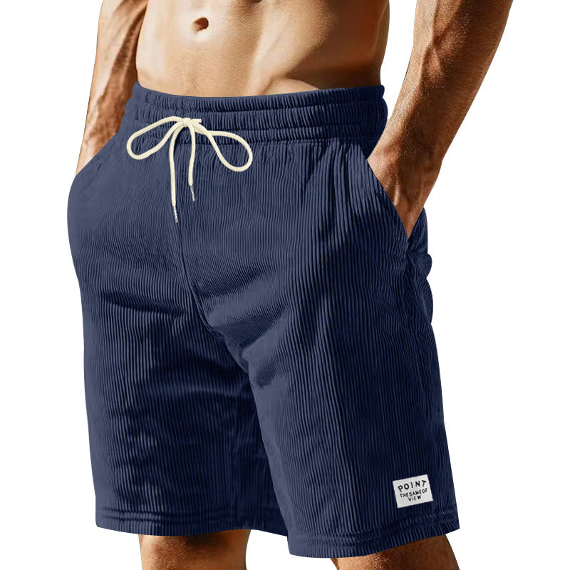 Herren nan knielange Lounge-Shorts im Rippenstrukturjersey mit elastischem Kordelzugbund und aufgesetzten Eingrifftaschen Drune