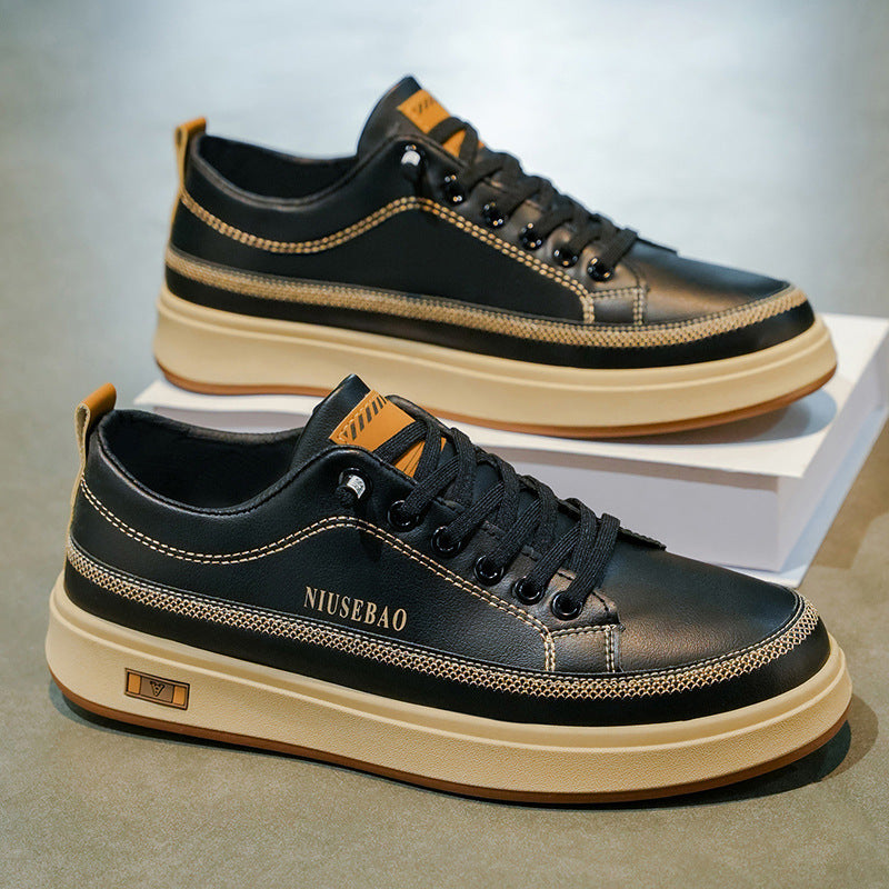 Damen Modische Ledersneakers mit bequemer Dämpfung und rutschfester Sohle Drune
