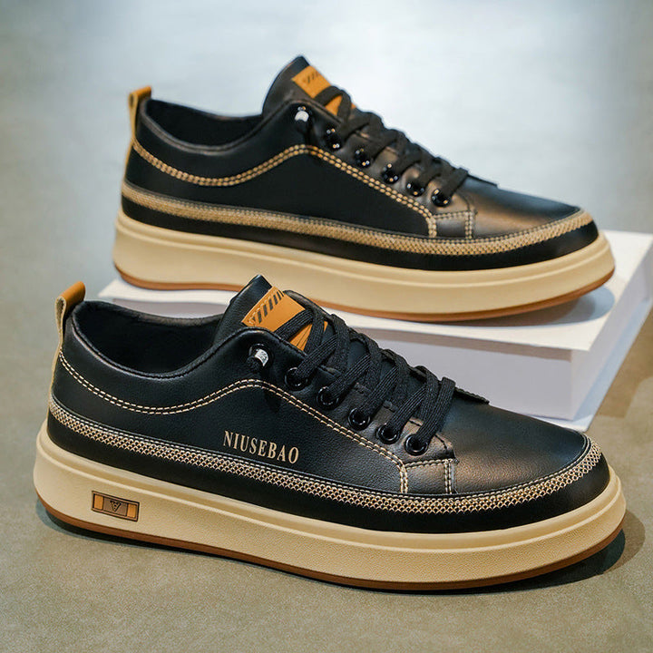 Damen Modische Ledersneakers mit bequemer Dämpfung und rutschfester Sohle Drune