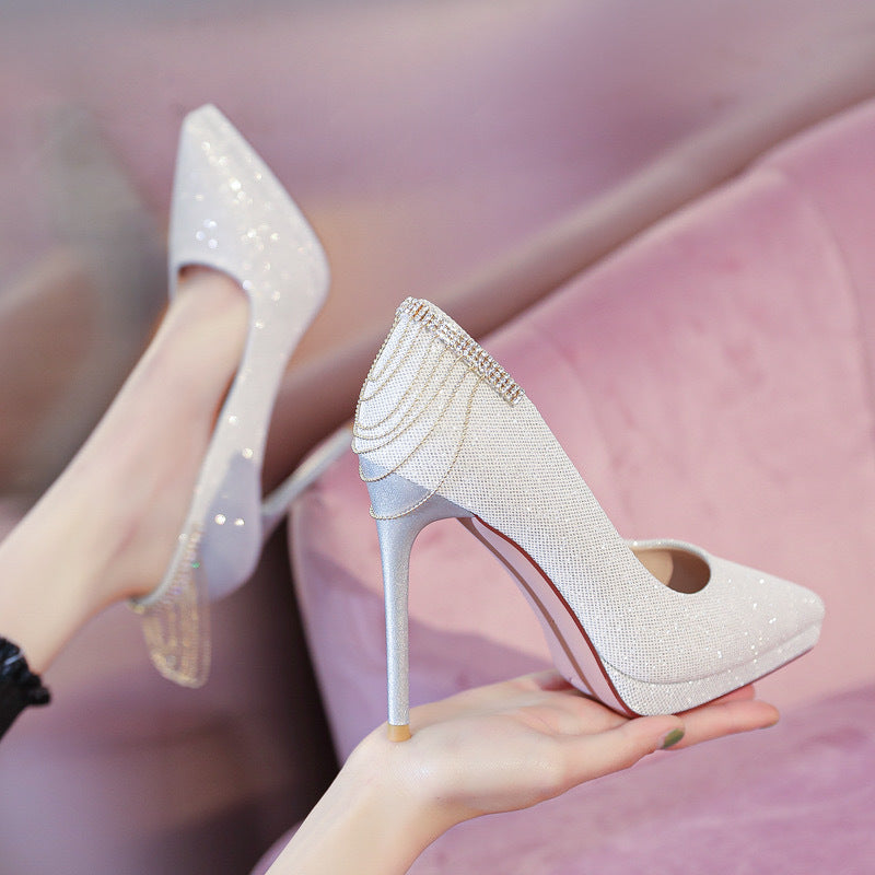 Damen High-Heel Pumps mit funkelnden Strassdetails und elegantem Design Drune