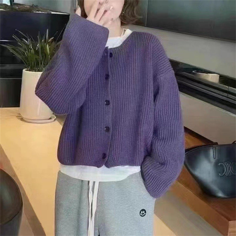 Damen lässiger Strickcardigan mit dekorativen Knopfdetails und weitem Schnitt Drune
