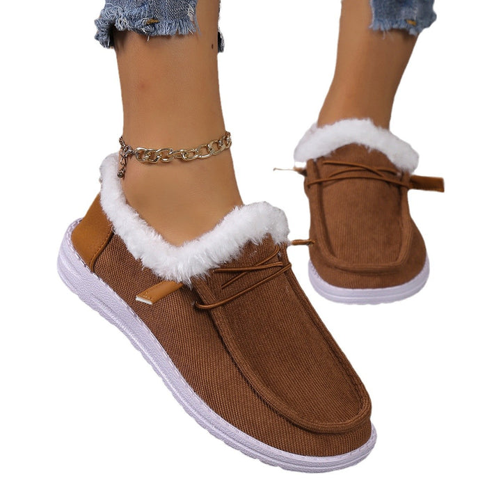 Damen Gefütterte Mokassin-Slipper mit Teddyfutter und profilierter Gummisohle Drune