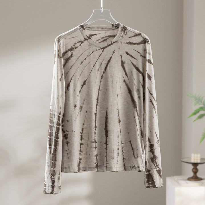 Herren Langärmeliges Batik-Longsleeve mit Slub-Struktur Drune