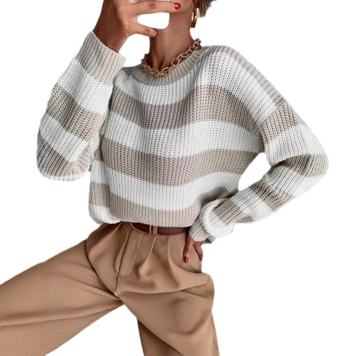 Damen lässiger Strickpullover im modernen Waffelmuster Drune