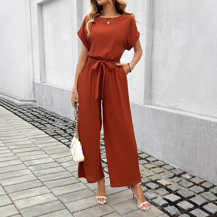 Damen Jumpsuit mit weitem Bein und Taillengürtel Drune