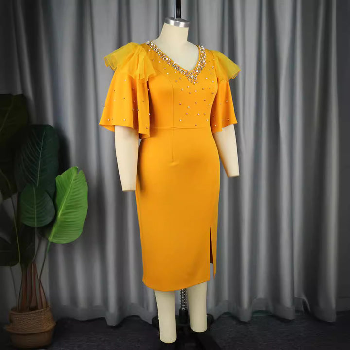 Damen Elegantes Cocktailkleid mit funkelnden Applikationen Drune