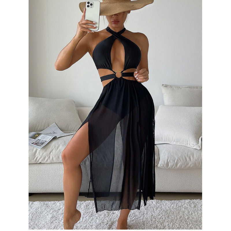 Damen Maxikleid mit Cut-Out-Details und elegantem Kreuzelement Drune