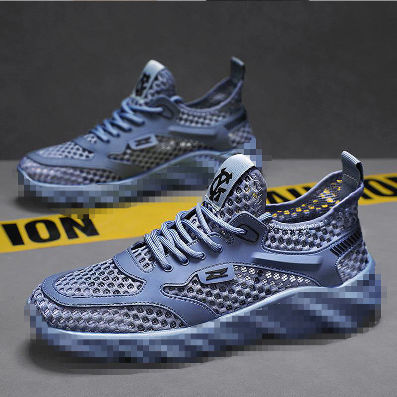 Herren Atmungsaktiver Mesh-Freizeitsneaker mit strukturierter Wellen-Plateausohle Drune