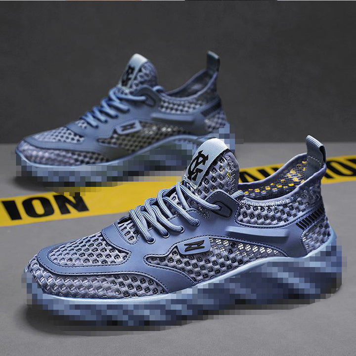 Herren Atmungsaktiver Mesh-Freizeitsneaker mit strukturierter Wellen-Plateausohle Drune