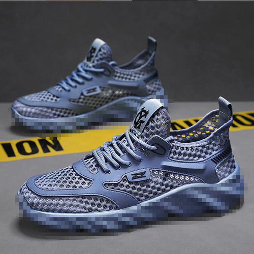 Herren Atmungsaktiver Mesh-Freizeitsneaker mit strukturierter Wellen-Plateausohle Drune