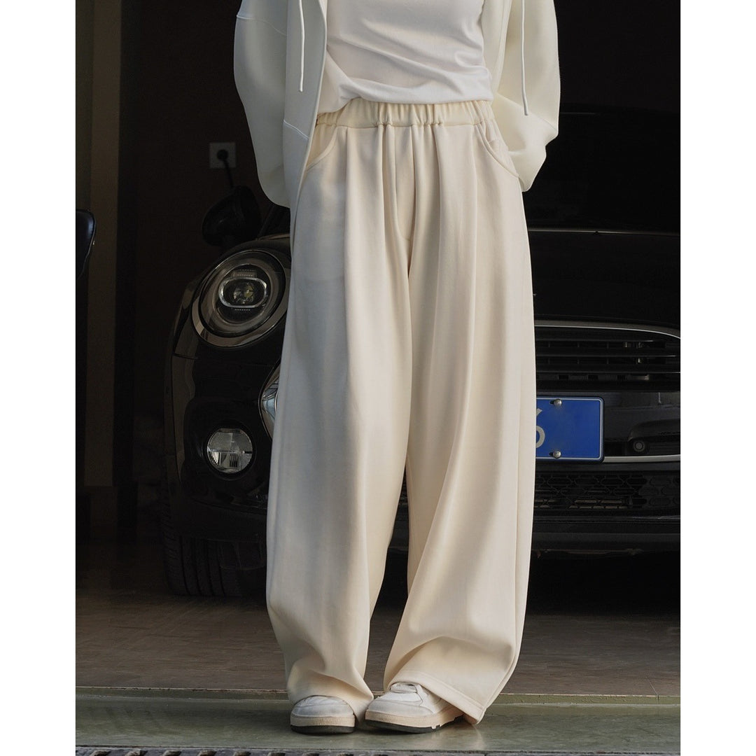 Damen Weite High‑Waist Palazzo‑Loungehose mit elastischem Bund Drune