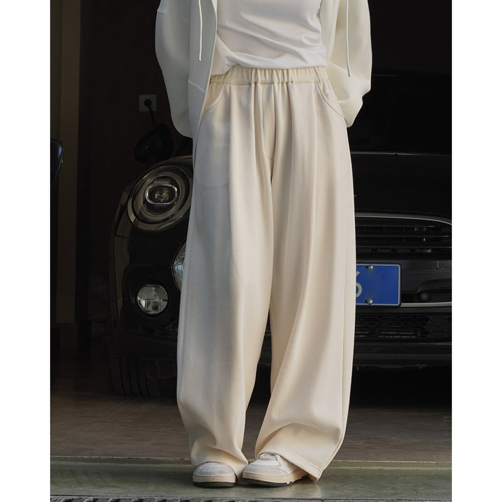 Damen Weite High‑Waist Palazzo‑Loungehose mit elastischem Bund Drune