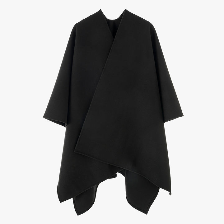 Damen Oversize-Capeponcho mit Wickeloptik und V-Ausschnitt Drune
