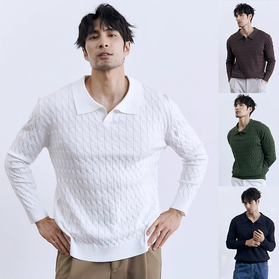 Herren Eleganter Strickpullover mit Stehkragen Drune