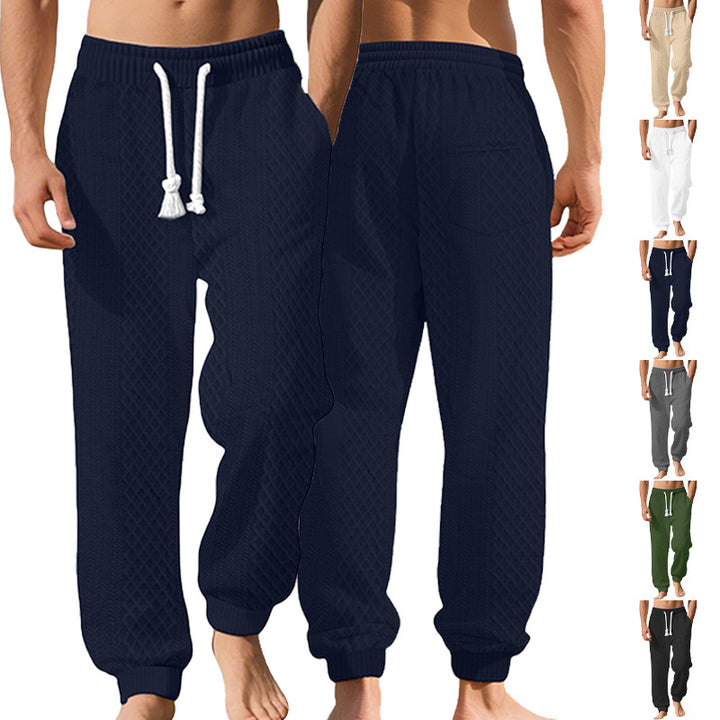 Herren nan gestrickte Wohlfühlhose mit Zopfstruktur, elastischem Bund, Kordelzug und Eingrifftaschen Drune