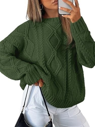 Damen Grobstrickpullover im Zopfmuster mit lässigem Oversize-Schnitt Drune